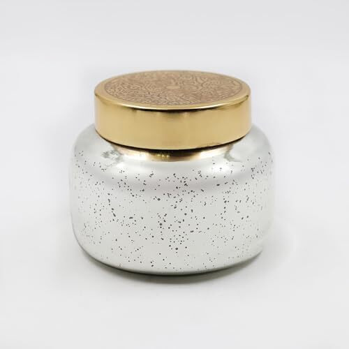 HOSLEY Lavender Fields Fragrance Jar Candle with Metal Lid| Scented Silver Glass Candle Perfect for Home Decor|70-75 Hours Burning Time|Long Lasting|Clean Burning Smokeless|Pack of 1, 13 Oz Wax