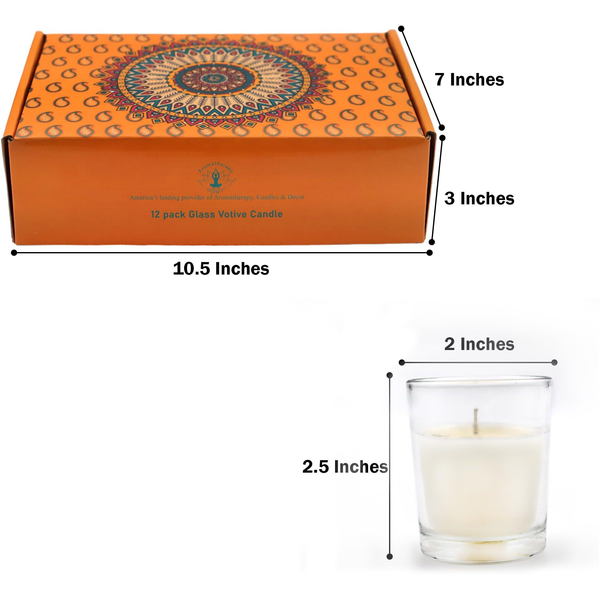 HOSLEY Unscented Clear Glass Filled Votive Candles|Hand Poured Wax Candles|Candles for Decoration|Wedding Candle|12 Hours Burn Time|Smokeless|Pack of 12
