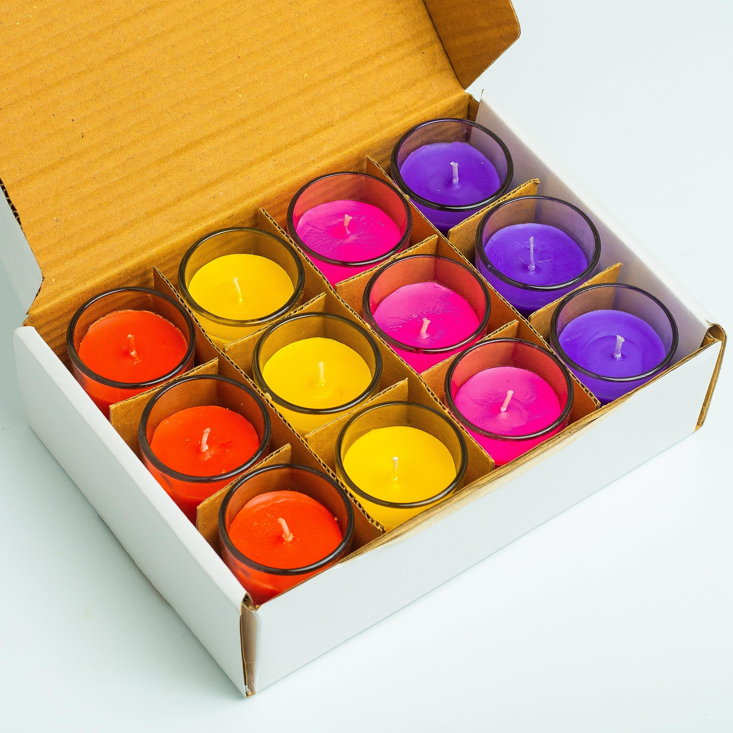 AuraDecor Set of 12 Fragrance Votive Glass Candles || Aromatheraphy || Corporate Gifting || Aroma Gift Set || Hand Poured Candle || Burn Upto 10 Hour