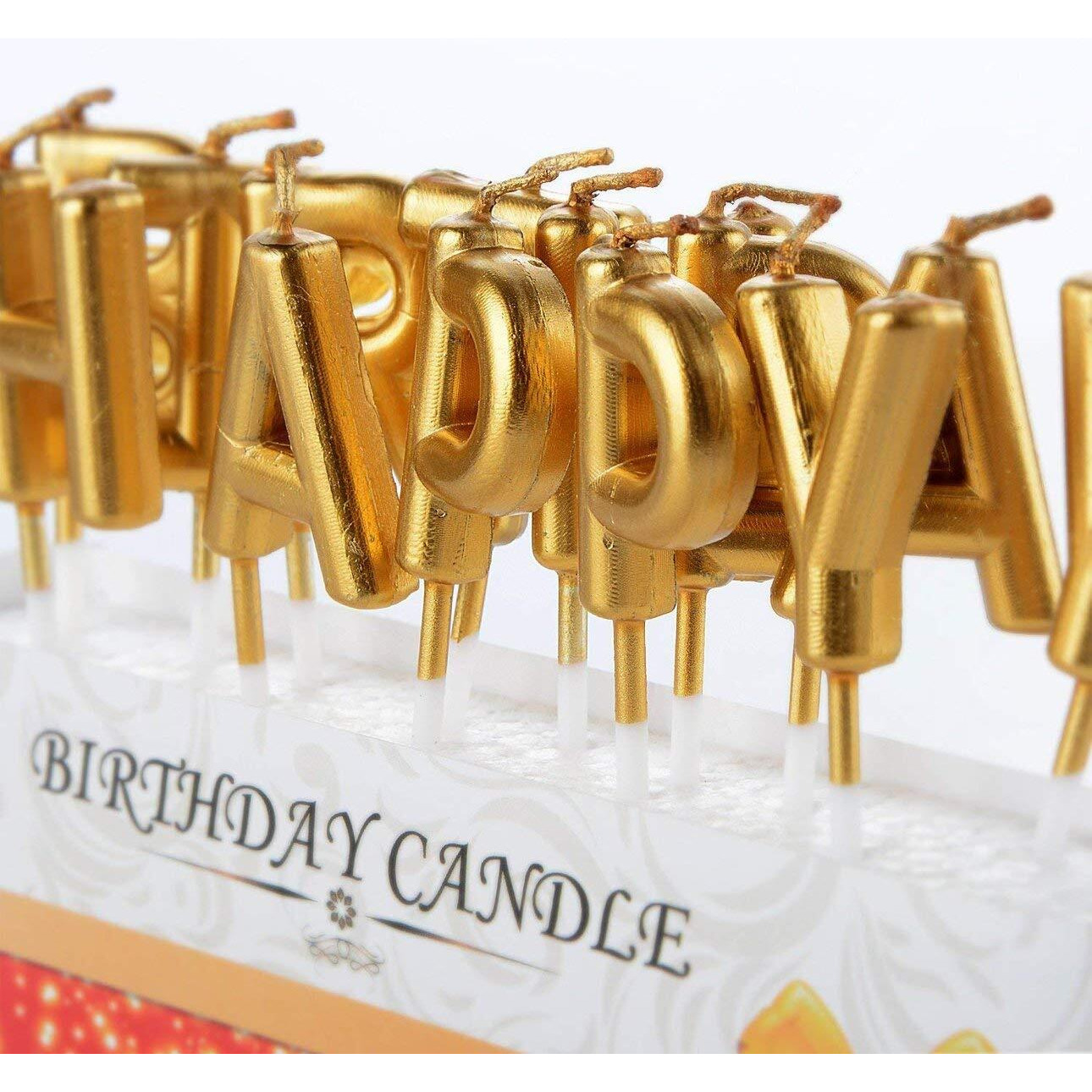 AMFIN Happy Birthday Candle / 1st Birthday Candle/Happy Birthday Candle for Birthday Theme/Happy Birthday Candles for Cake (Golden)