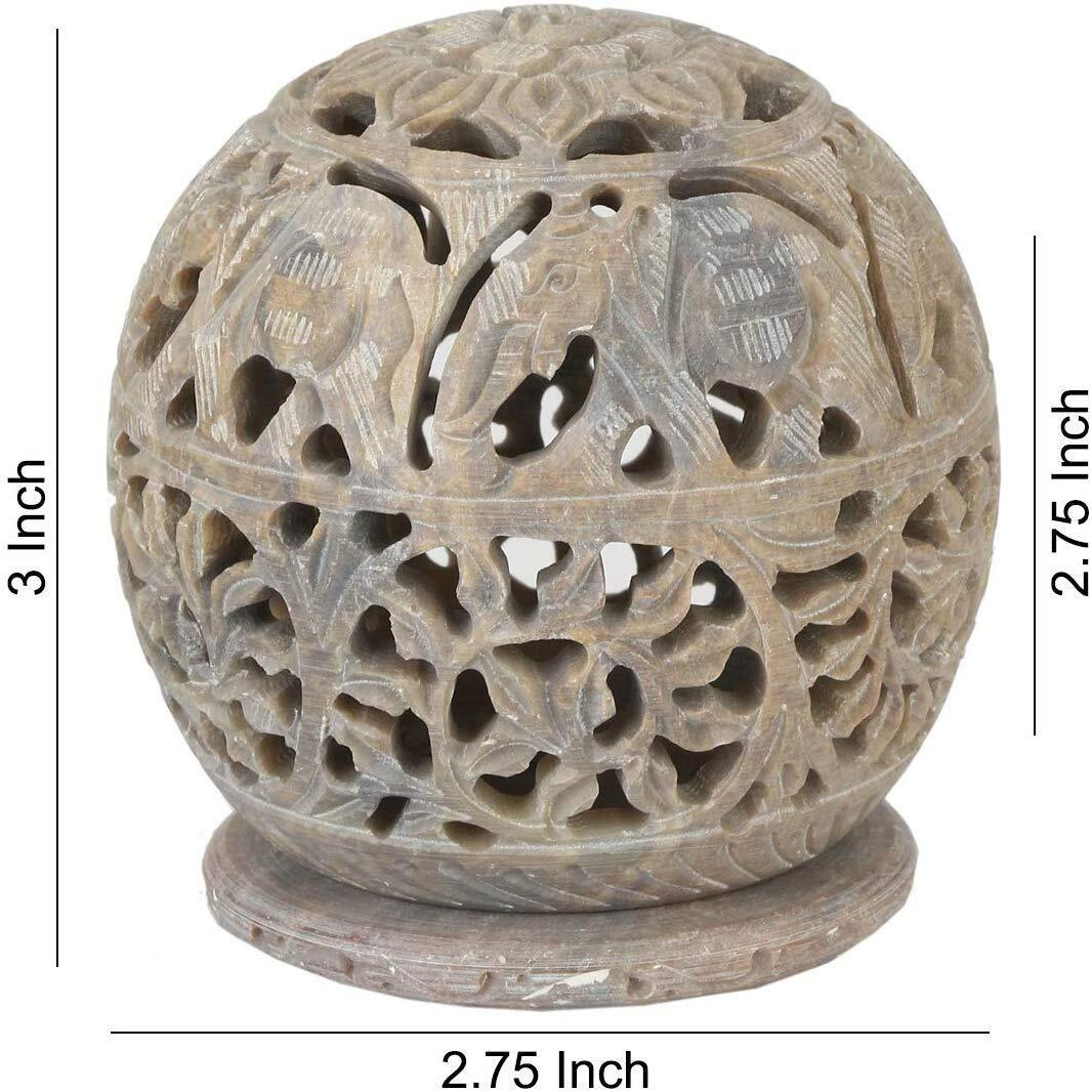 KC KULLICRAFT Combo Elephant Carving Marble Incense Holder | Elephant Carving Aroma Burner | Round Tea Light Candle Holder (1 Incense Holder 6 Inch + 1 Aroma Burner + 1 Round Tea Ligh Holder)