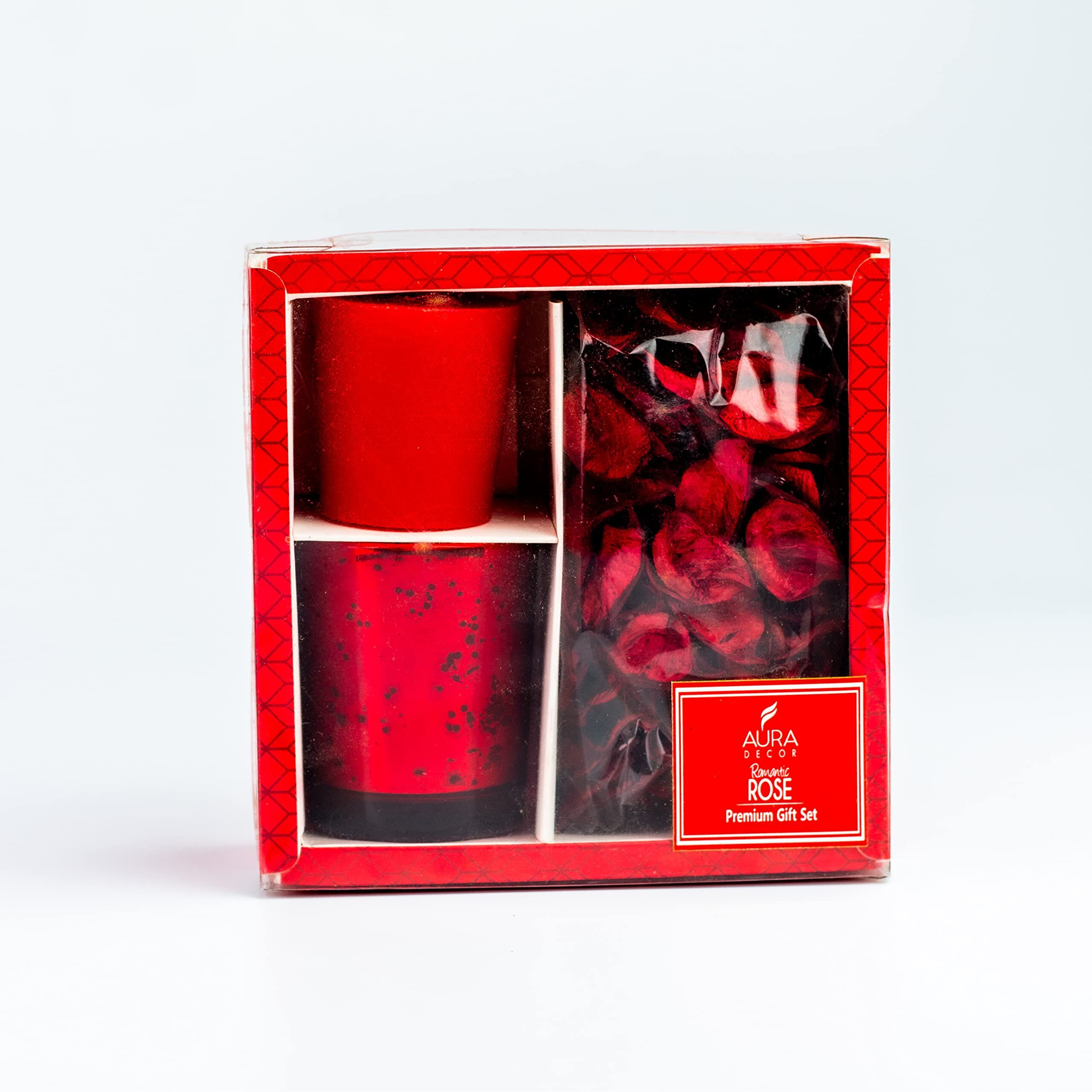 AuraDecor Wax Premium Votive Candle Gift Set | Rose Fragrance Votive Pillar Candle | Rose Potpourri For Home Decor