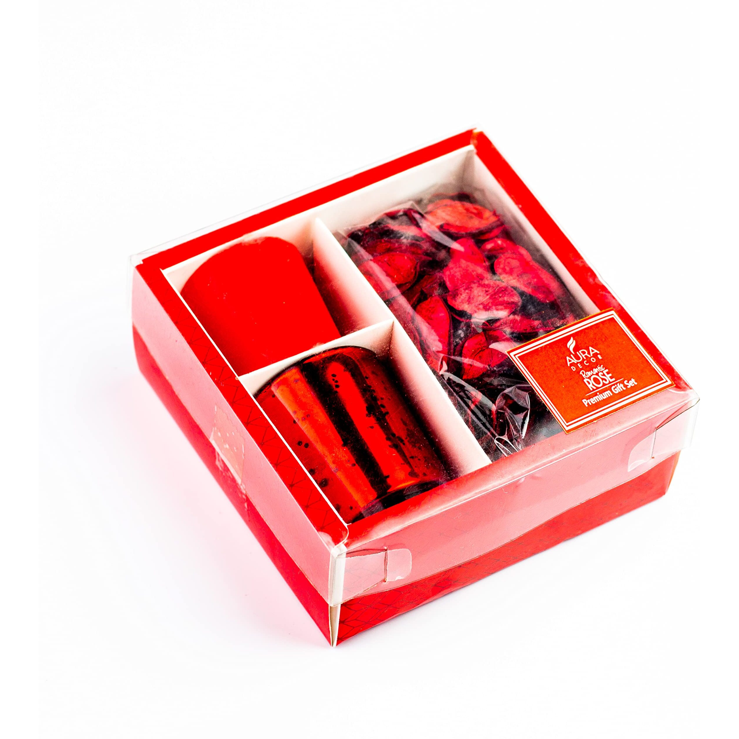 AuraDecor Wax Premium Votive Candle Gift Set | Rose Fragrance Votive Pillar Candle | Rose Potpourri For Home Decor