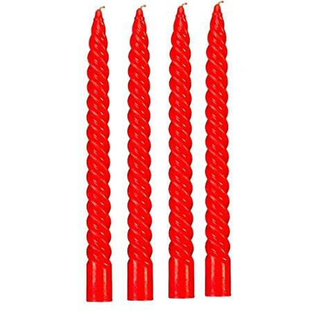 Kuber Selection 6 Pcs Designer Red Spiral Pillar Candle 10 inch Long for Party,Daily use, Candle (Pack of 6 Pcs)