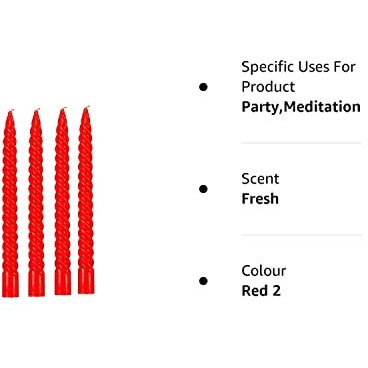 Kuber Selection 6 Pcs Designer Red Spiral Pillar Candle 10 inch Long for Party,Daily use, Candle (Pack of 6 Pcs)