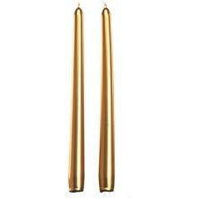Kuber Selection Pack of 3 Pcs 9.5 Inch Premium Golden Metallic Taper Candle, 9.5 Long - Set of 3 Pcs (Pack of 3 Pcs)