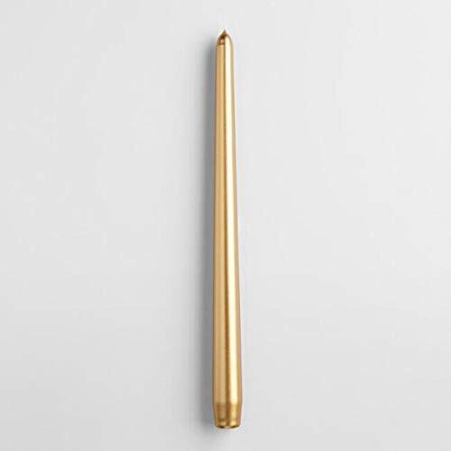 Kuber Selection 12 Pcs 9.5 Inch Designer Golden Taper Pillar Candle 9.5 inch Long for Party,Daily use, Candle (Pack of 12 Pcs, Matellic Golden)