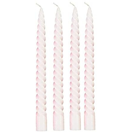 Kuber Selection 4 Pcs Designer White Spiral Pillar Candle 10 inch Long for Party,Daily use, Candle (Pack of 4 Pcs/ 10 Inch, White Spiral)