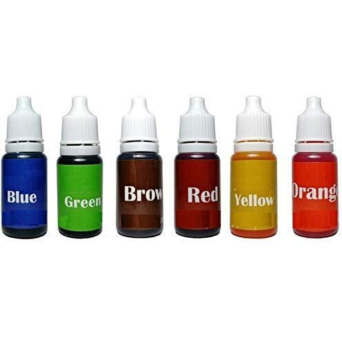 Jhintemetic Candle/Soap Dye, Candle Making Set - 6 Liquid Colors for Candle or Soap Coloring - Blue, Brown, Yellow, Green, Red, Orange. - Pack of 6