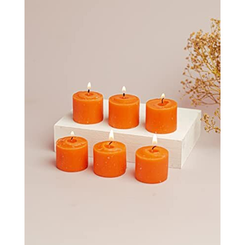 AuraDecor Fragrance Votive Candles || Smokeless Scented Candle || Aroma Candles || Candles for Decoration || Wedding Candle || Burns Upto 8 Hours (Mandarin, Pack of 12)