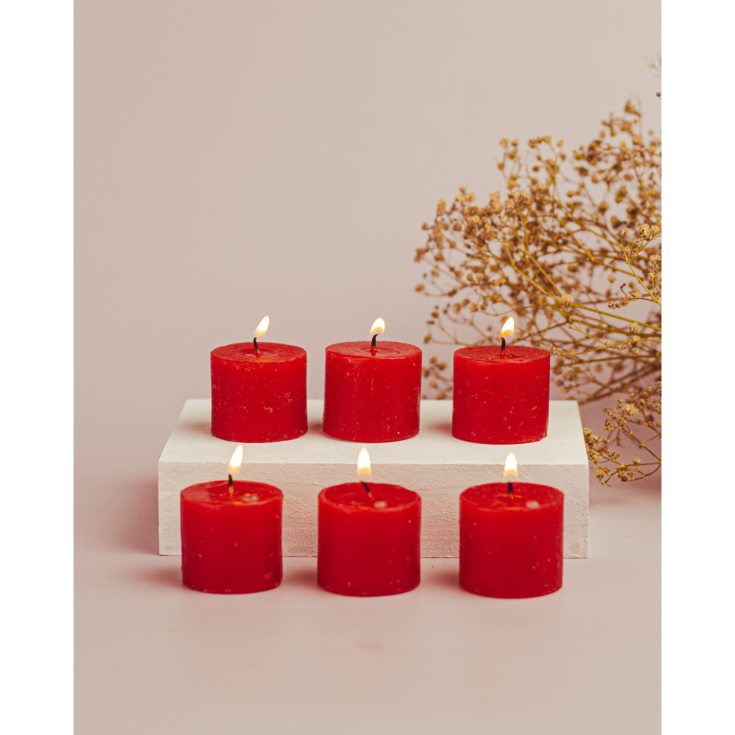 AuraDecor Fragrance Votive Candles || Smokeless Scented Candle || Aroma Candles || Candles for Decoration || Wedding Candle || Burns Upto 8 Hours (Rasberry, Pack of 12)