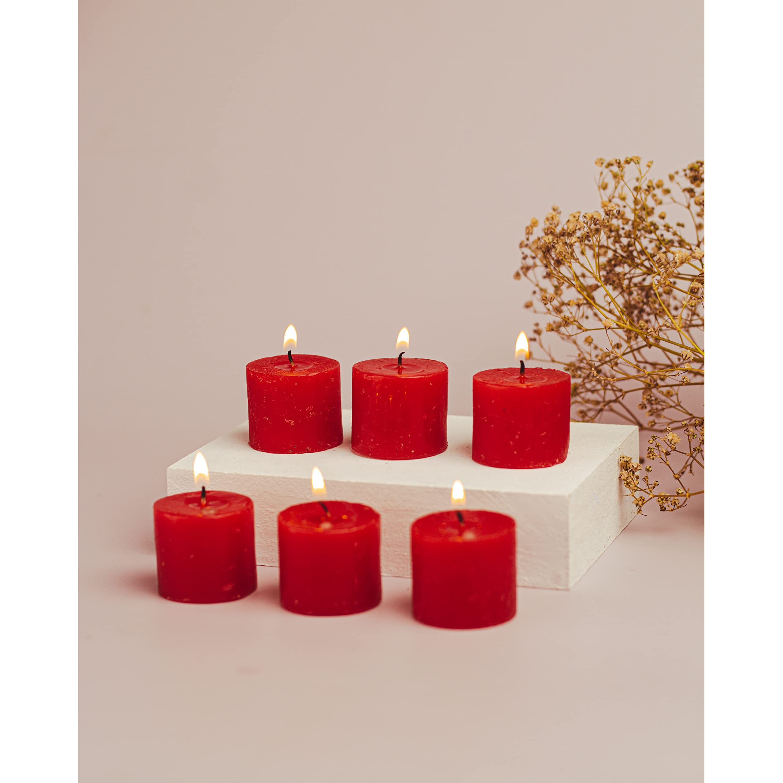 AuraDecor Fragrance Votive Candles || Smokeless Scented Candle || Aroma Candles || Candles for Decoration || Wedding Candle || Burns Upto 8 Hours (Rasberry, Pack of 12)