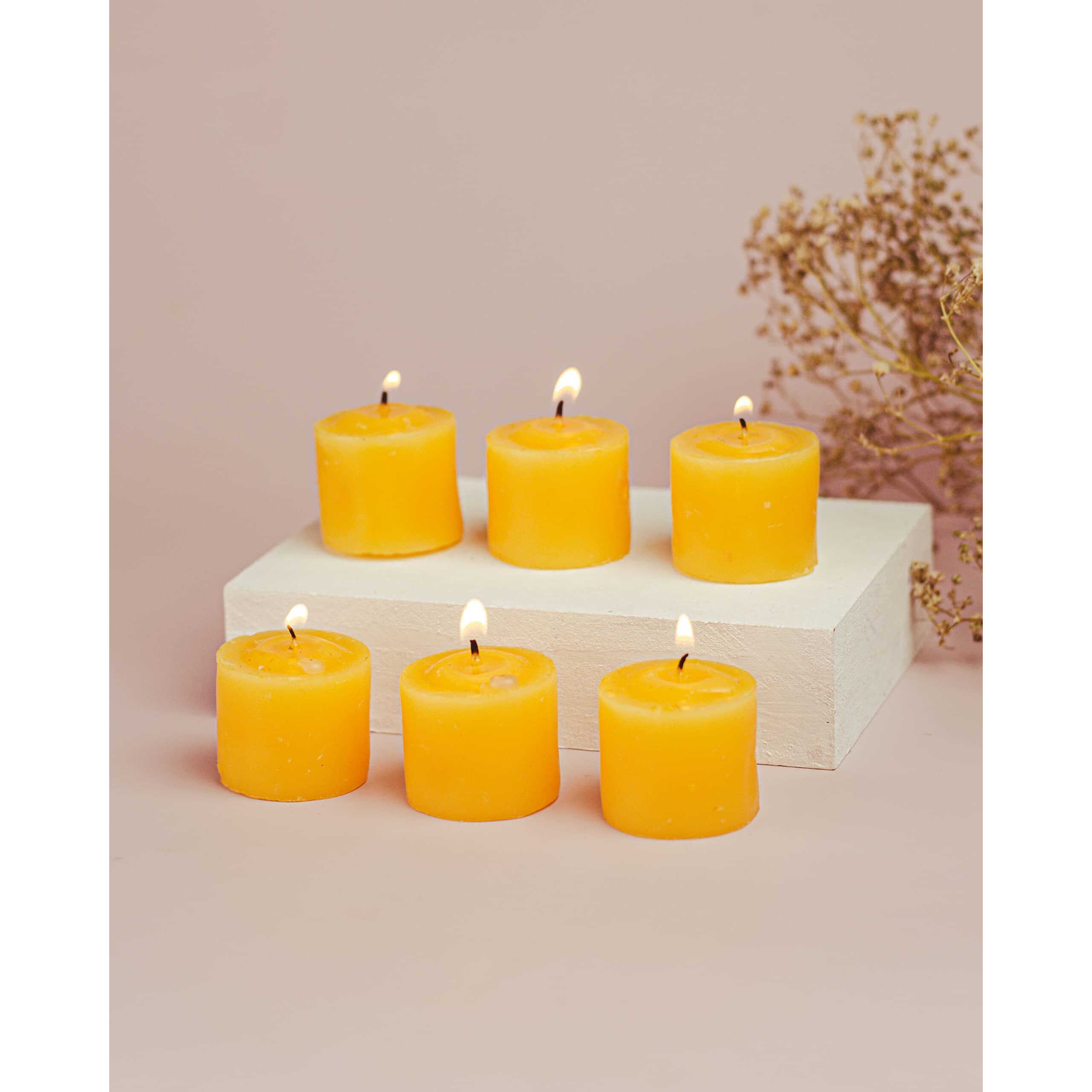 AuraDecor Fragrance Votive Candles || Smokeless Scented Candle || Aroma Candles || Candles for Decoration || Wedding Candle || Burns Upto 8 Hours (Lemon, Pack of 12)