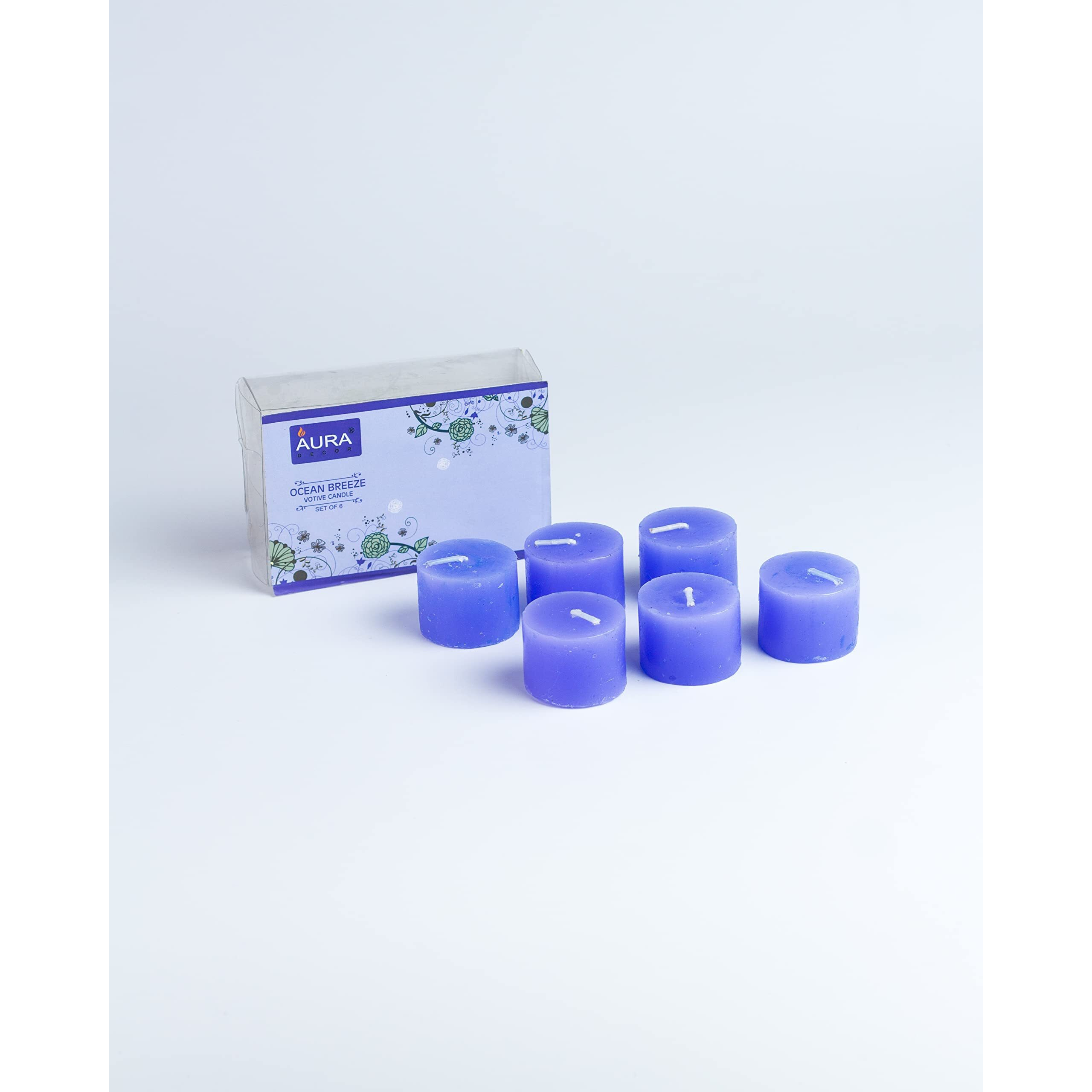 AuraDecor Fragrance Votive Candles || Smokeless Scented Candle || Aroma Candles || Candles for Decoration || Wedding Candle || Burns Upto 8 Hours (Ocean Breeze, Pack of 12)