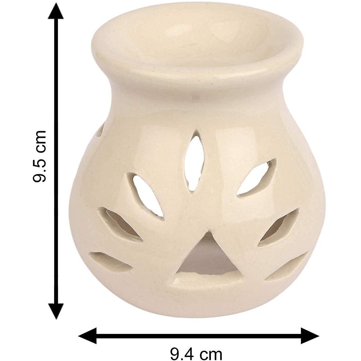 Pure Source India Ceramic Clay Oil Burner |Oil Diffuser |Aroma Diffuser, Set of 6 Coming with 6 Tea Light Candle (Off White- 3.5Inch)