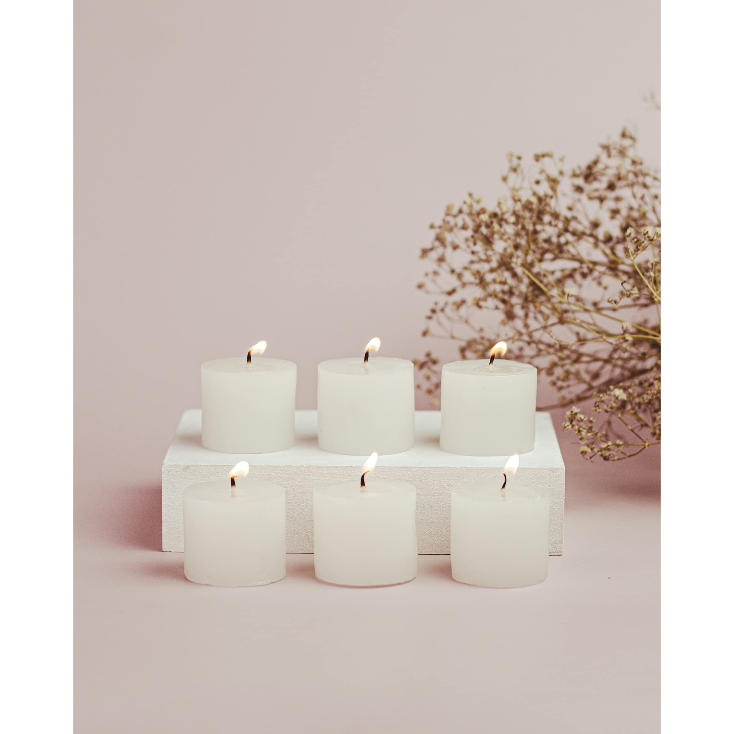 AuraDecor Fragrance Votive Candles || Smokeless Scented Candle || Aroma Candles || Candles for Decoration || Wedding Candle || Burns Upto 8 Hours (Jasmine, Pack of 12)
