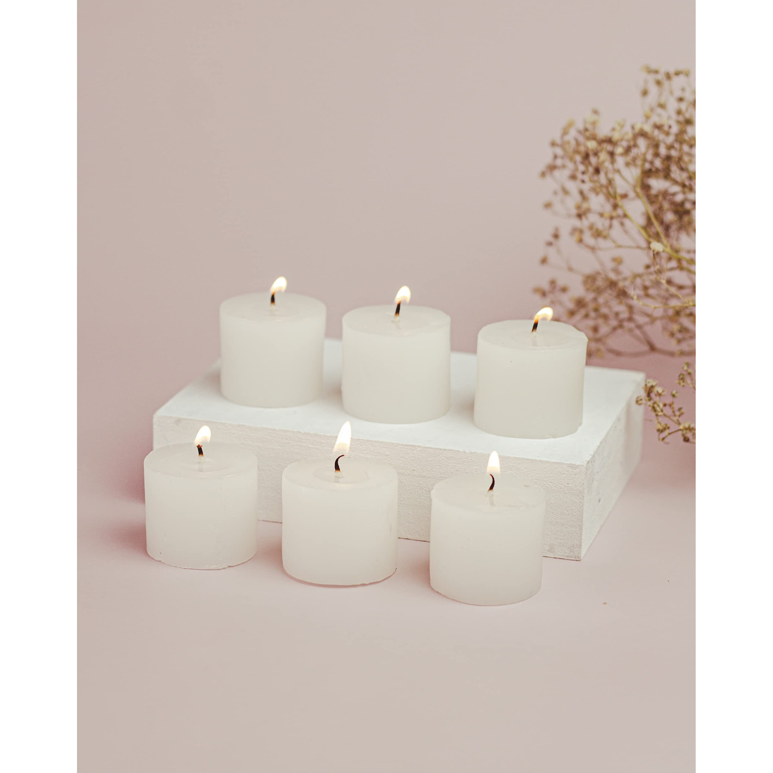 AuraDecor Fragrance Votive Candles || Smokeless Scented Candle || Aroma Candles || Candles for Decoration || Wedding Candle || Burns Upto 8 Hours (Jasmine, Pack of 12)