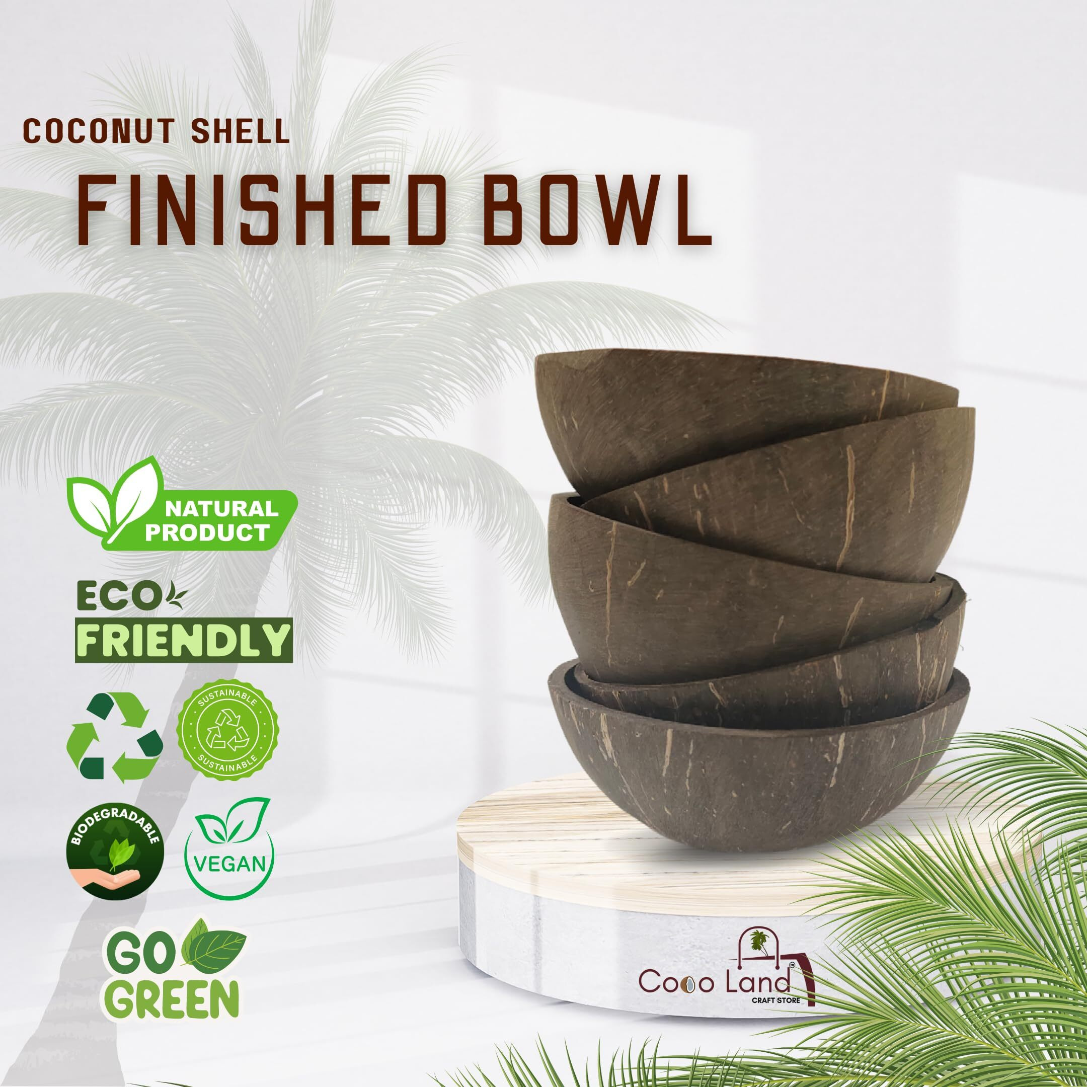 Coco Land Coconut Shell Finished Bowl (Small Size Pack of 40) (7-8 CM Diameter) 100 ml Decorative Pots/Showpieces/Candle Making Bowl/Handicraft/Agro Craft