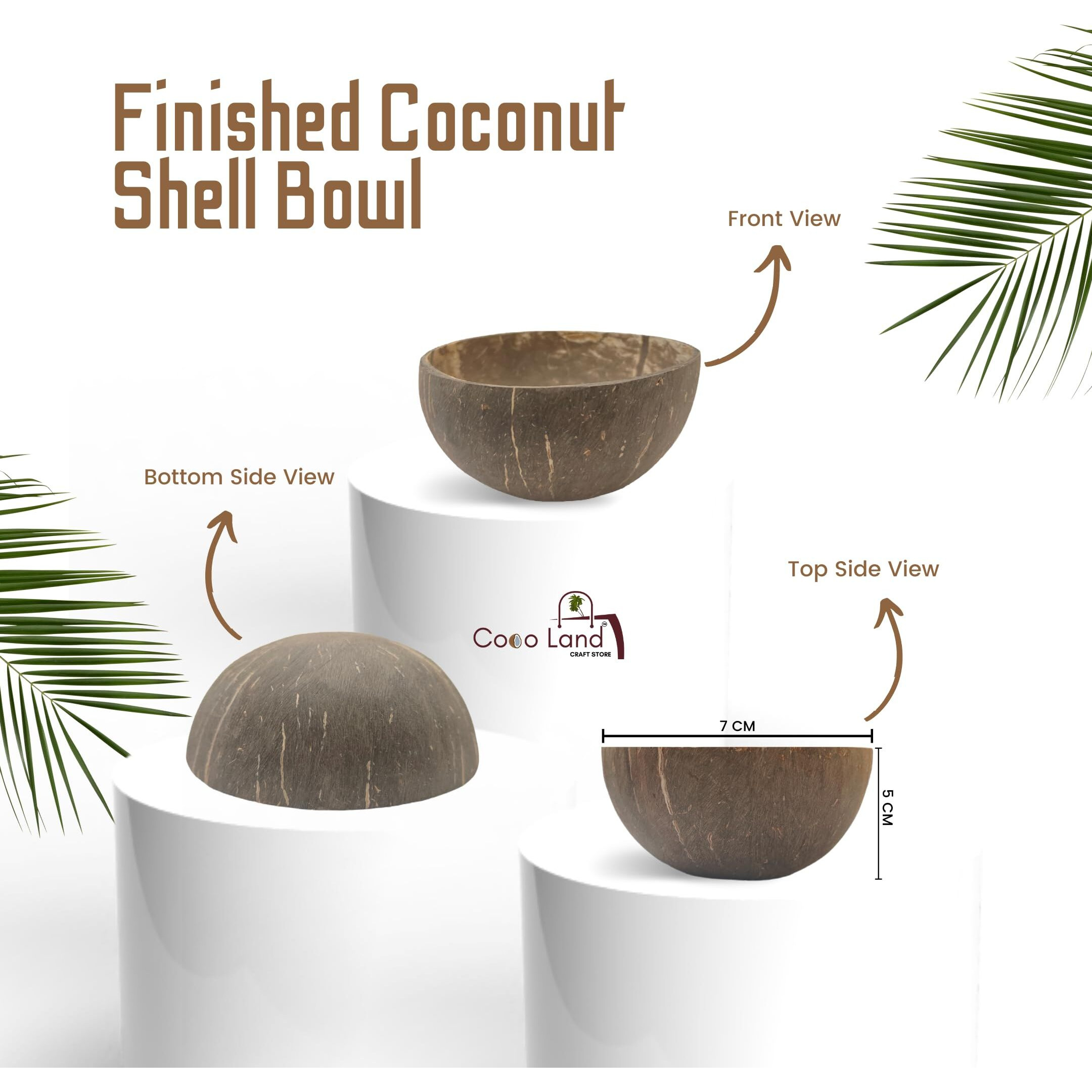 Coco Land Coconut Shell Finished Bowl (Small Size Pack of 40) (7-8 CM Diameter) 100 ml Decorative Pots/Showpieces/Candle Making Bowl/Handicraft/Agro Craft