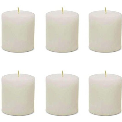 AuraDecor White Pillar Candle | Size 2x2 Inch | Unscented, Smokeless, Dripless Pillar Candle | 12 Hours Burning Time | White Candle | Home Decor | Spa Candle (Pack of 6) (White)