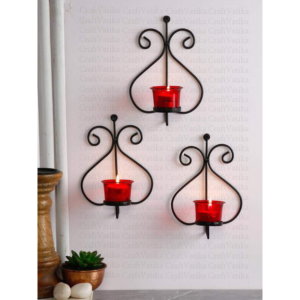 Collectible India Metal Candle tealight holder wall sconces hanging for home decoration (pack of 3)