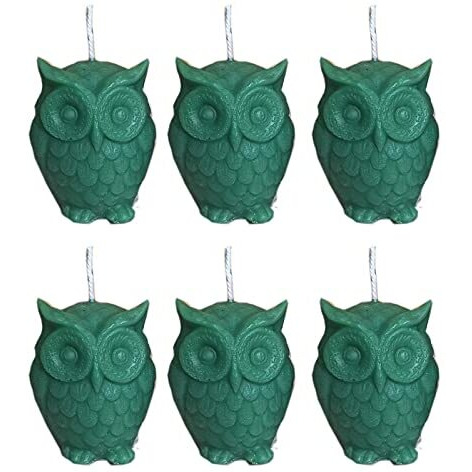 Phobis Green Owl Candle for Healing and Decoration (Pack of 6)