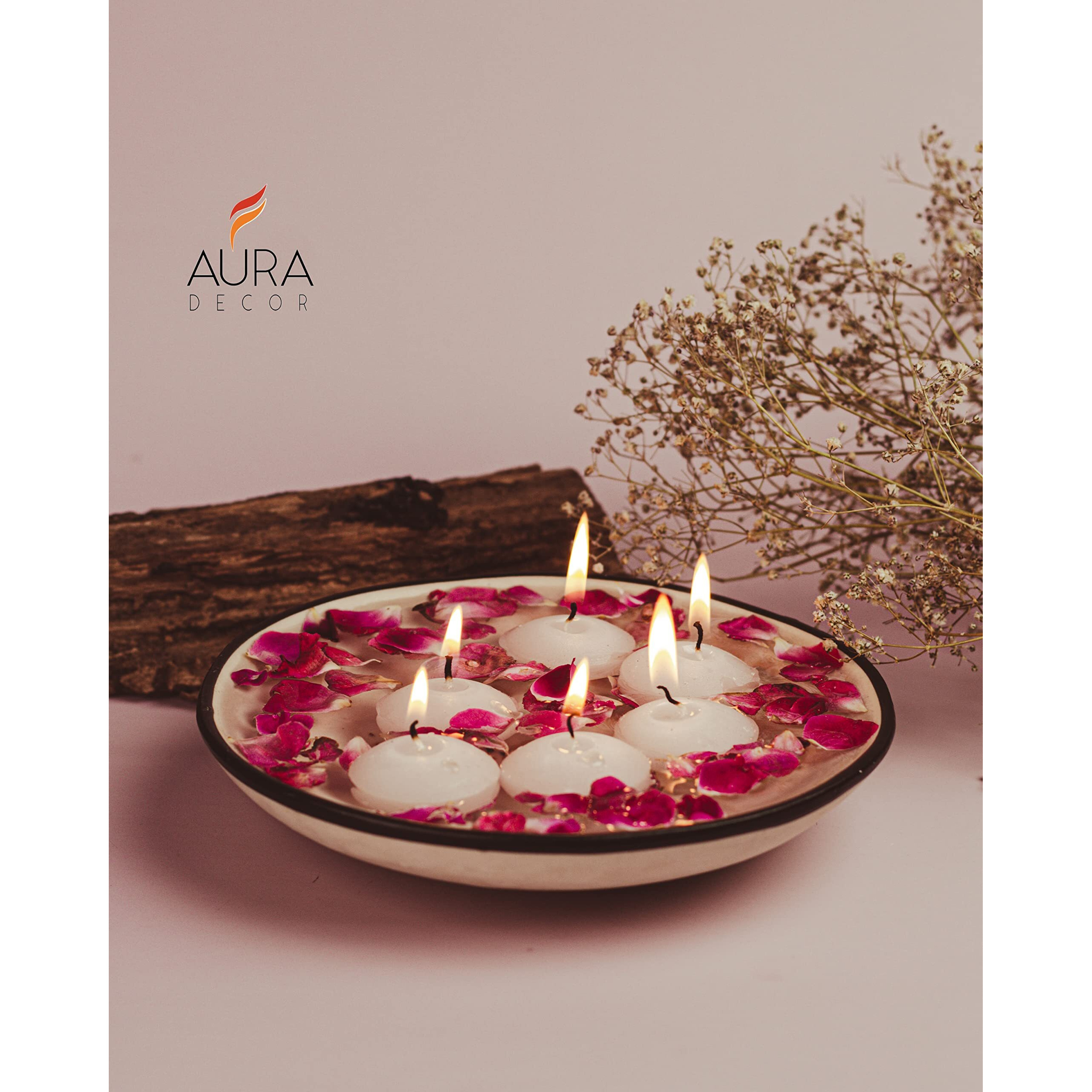Aura Decor Nuggets Floating Candles Unscented White Water Floating Candle (5cm x 3cm x 3cm) (Burning Time 5 Hours) (Pack of 60)