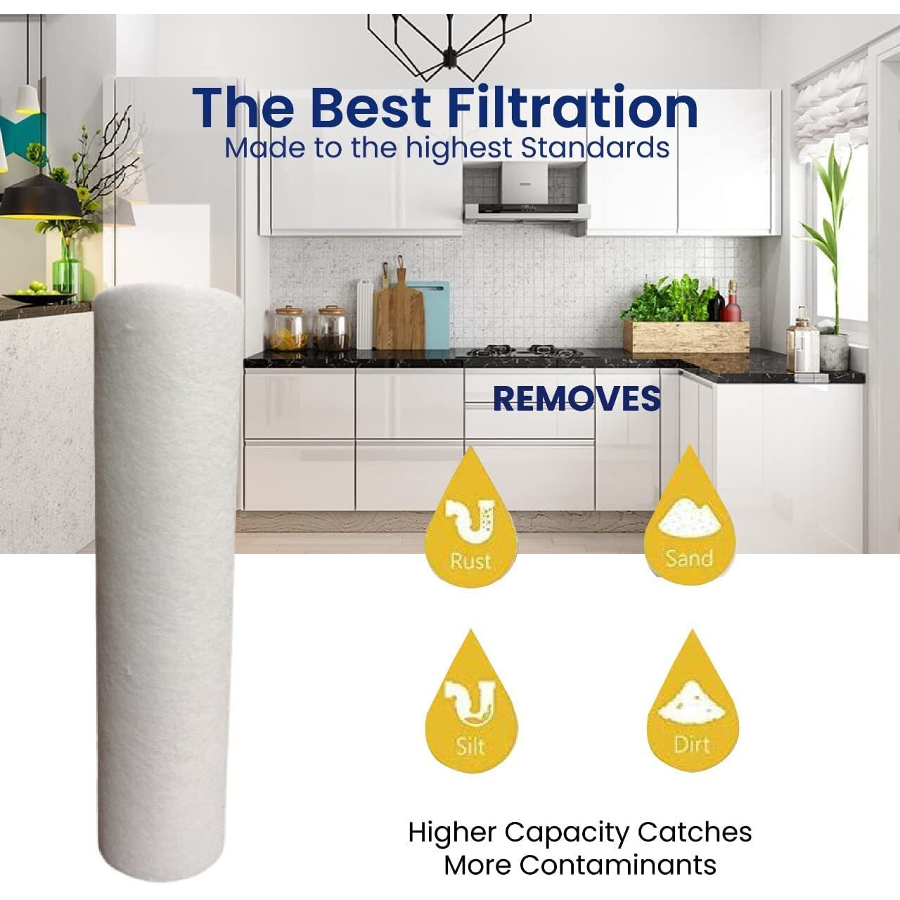 Akua Beat 7.5 Inch Sediment Filter 2 Pcs Candle/Pre Filter/RO Filter/Spun Filter, Comes with Opening Spanner, Compatible with Pureit Water Purifier