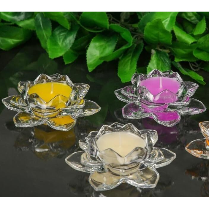 PROSPERRO LUMO by Parkash Candles Glass Lotus Candle (Ivory)