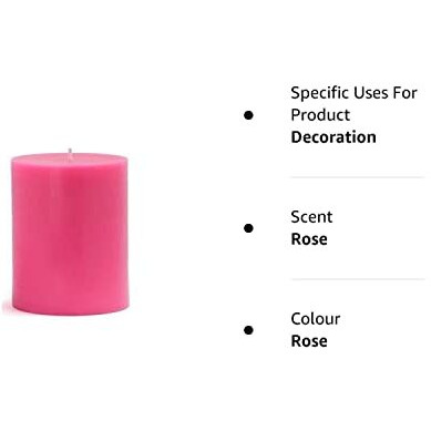 AuraDecor Highly Fragrance Pillar Candle | Scented Votive Candle | Home Decor Candle | Decoration Candle | Spa Candle Set of 1 (Rose, 2.75x3 Inch)