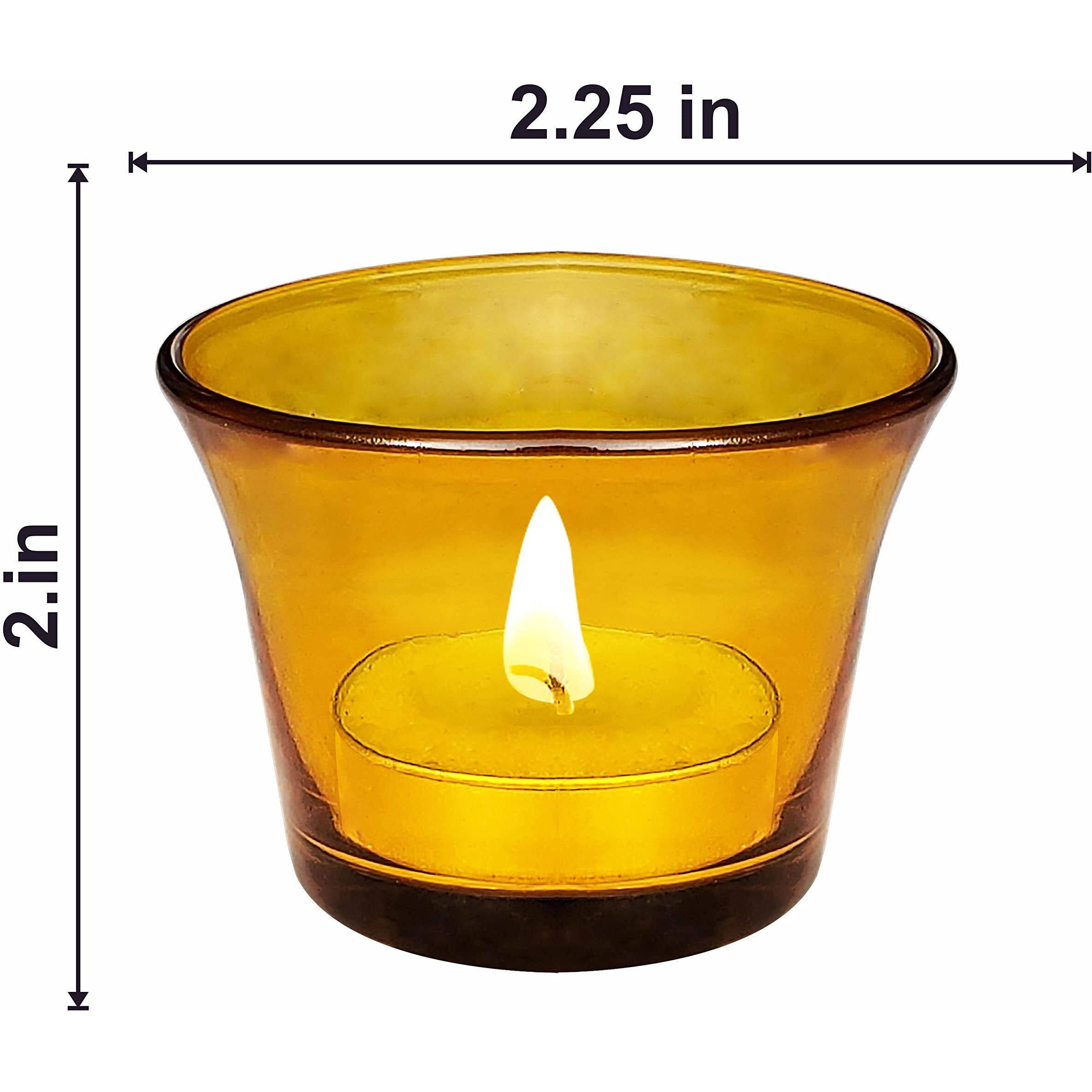Pure Source India Glass Votive Tealight Candle Holders - Living Room Side Table Home Decoration (Glass, Pack of 6, Yellow)