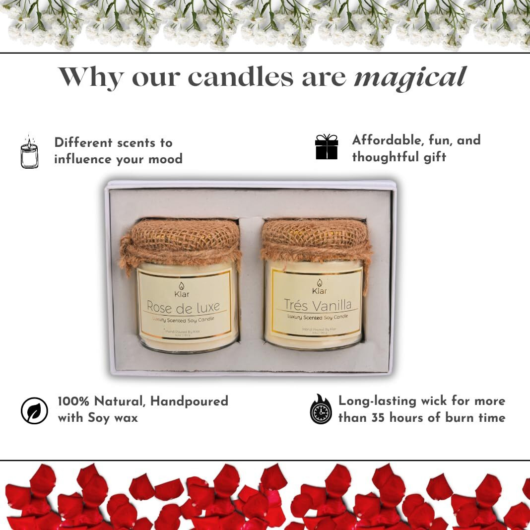 Luxury Scented Soy Candle Basics Duo - Gift Set (Trs Vanilla & Rose de Luxe) | Pack of 2