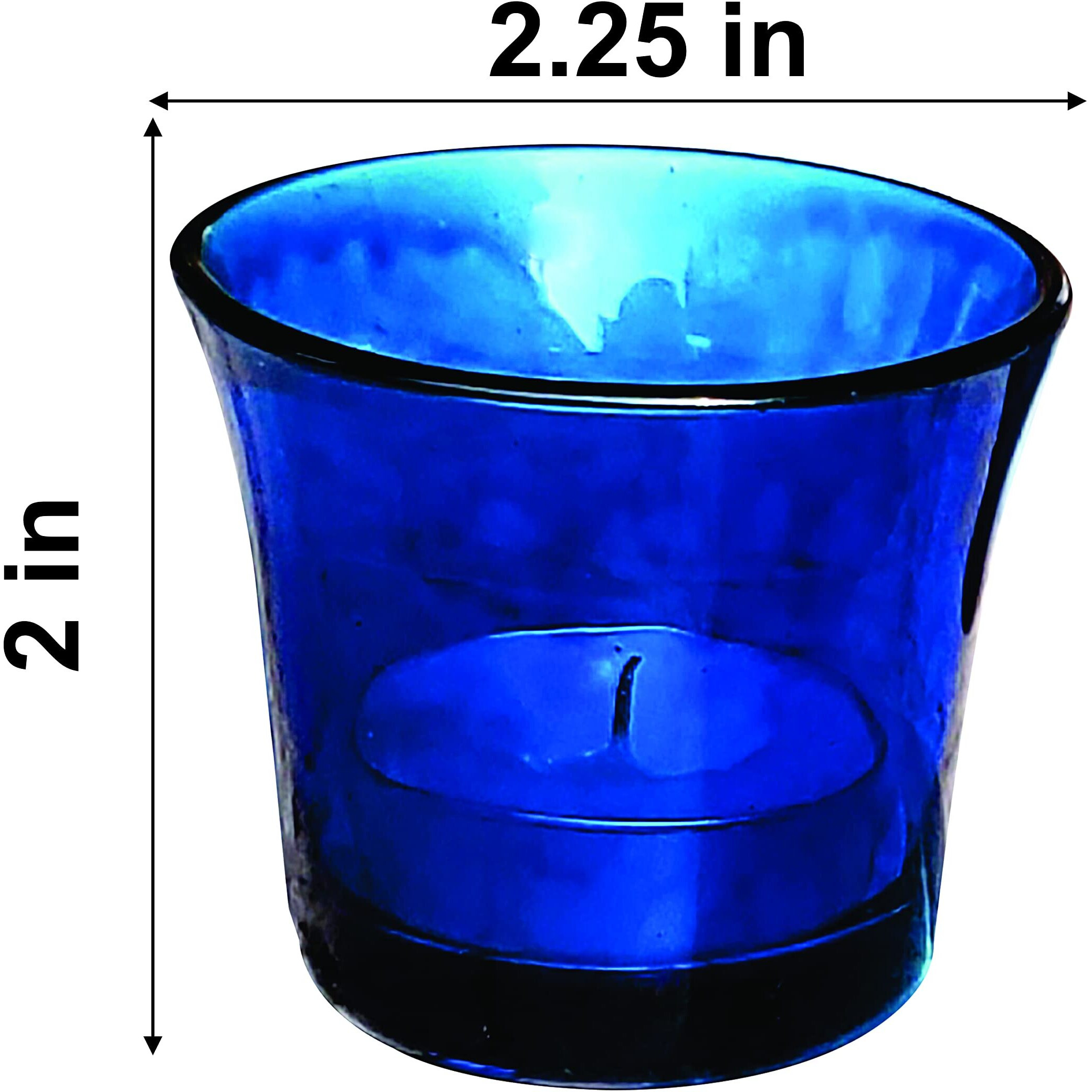 Pure Source India Glass Votive Tealight Candle Holders - Living Room Side Table Home Decoration (Glass, Pack of 6, Blue)