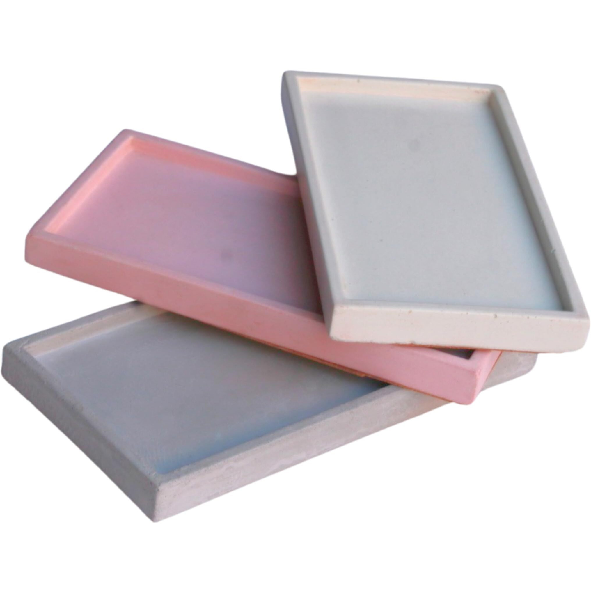 Shivalaya Collection Handmade Concrete Tray Vanity Kitchen Coffee Table Jewelry Organizer Perfume Candle Key Trinket Ring Holder for Bathroom Toilet Tank Kitchen Sink (White,Grey,Peach)