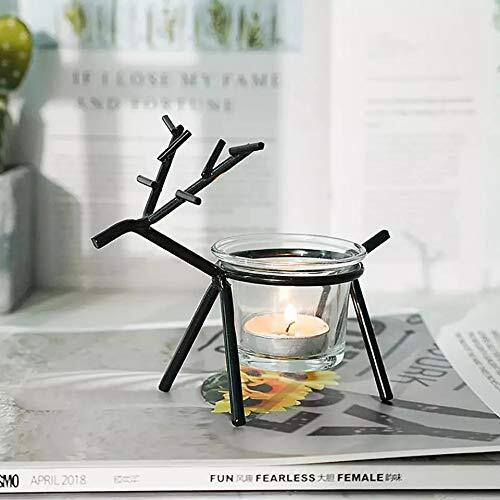 Quace Christmas Reindeer Candle Tealight Holders Pack of 2 (Black, Gold), Metal