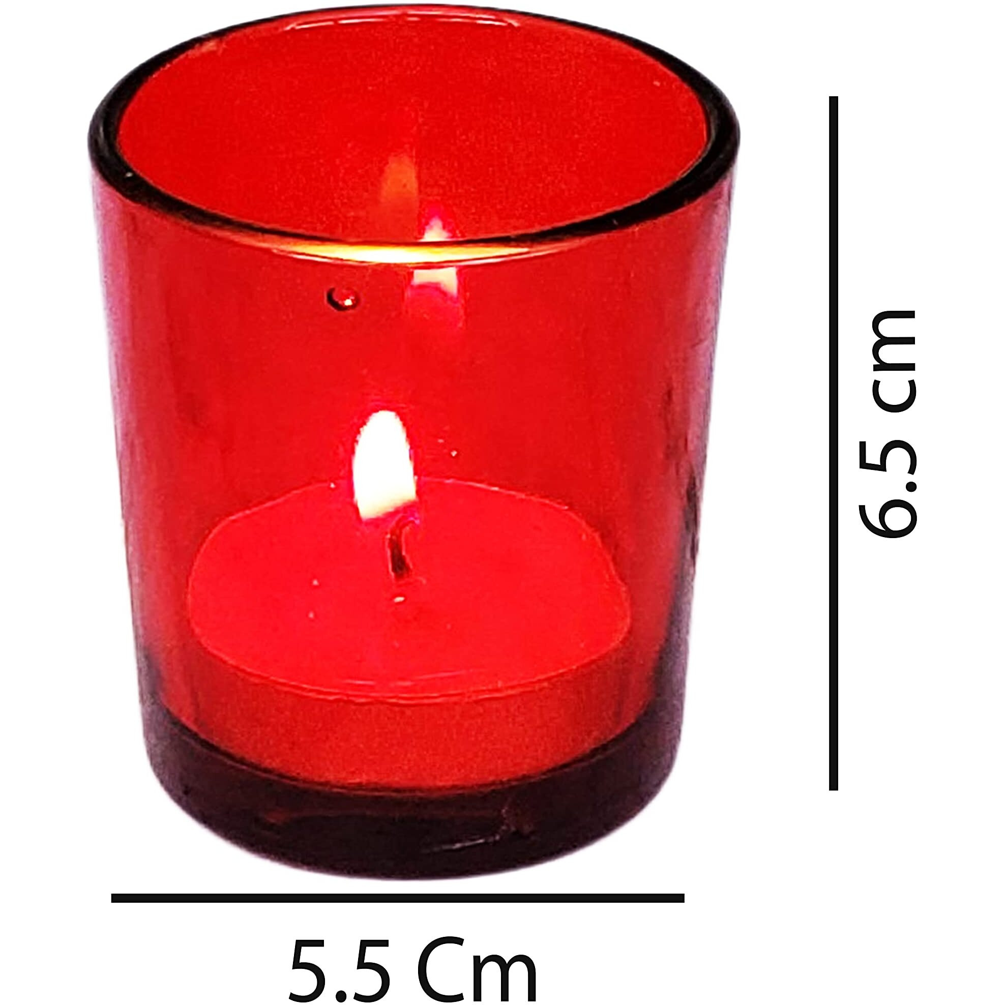 Pure Source India Glass Votive Tealight Candle Holders - Living Room Side Table Home Decoration (Glass, Pack of 6, Red)