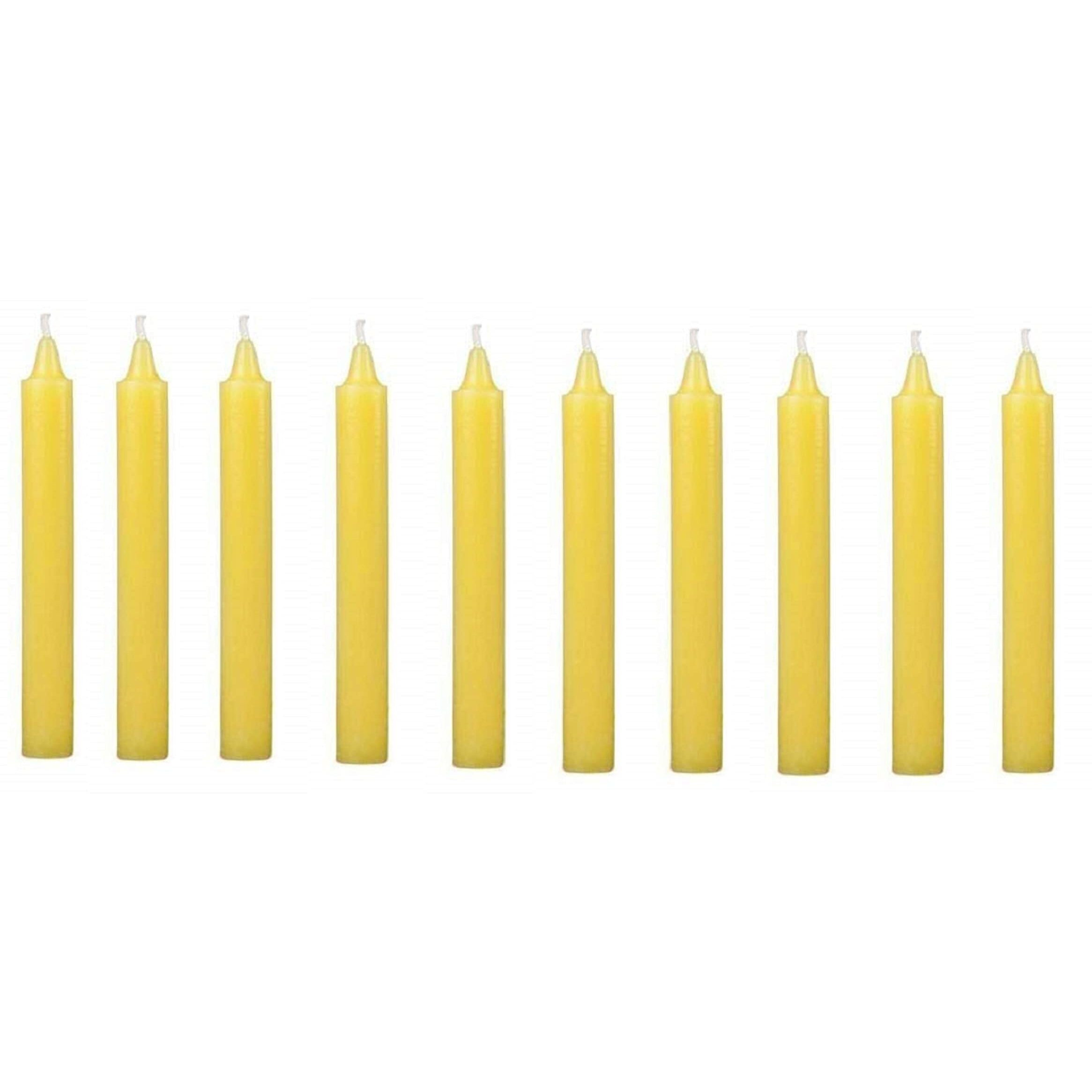 Kuber Selection Pack of 10 Pcs 5 Inch 14mm Premium Yellow Taper Candle, Household Candle (Yellow 5 Inch 14mm) (Pack of 10 Pcs)