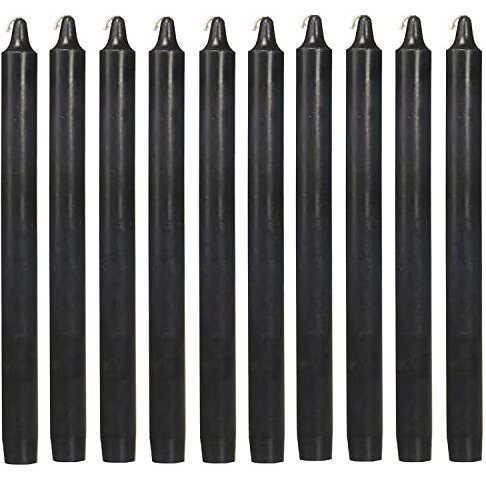 Kuber Selection Candles Pack of 10 Pcs 8 Inch 19mm Premium Pure Black Taper Candle, Black Spell Candles, Black Stick Candles, Black Household Candle (8 Inch)(Pack of 10) 19 mm
