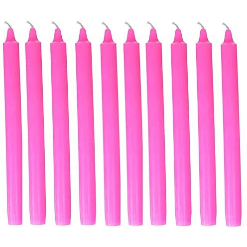 Kuber Selection Pack of 10 Pcs Pink Taper Candle 8 Inch, Household Candle, Decorative Candle, Party Candle (8 inch) (19mm) (Pack of 10 Pcs) (Pink Colour)