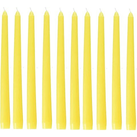 Kuber Selection Candles Pack of 10 Yellow Taper Candle, Long Household Candle (8 Inch) (19mm) (Pack of 10) (Yellow)