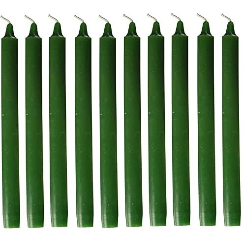 Kuber Selection Candles Pack of 10 Green Taper Candle, Green Stick Candles, Green Spell Candles, Green Long Household Candle (8 Inch) (19mm) (Pack of 10 Pcs) (Green)
