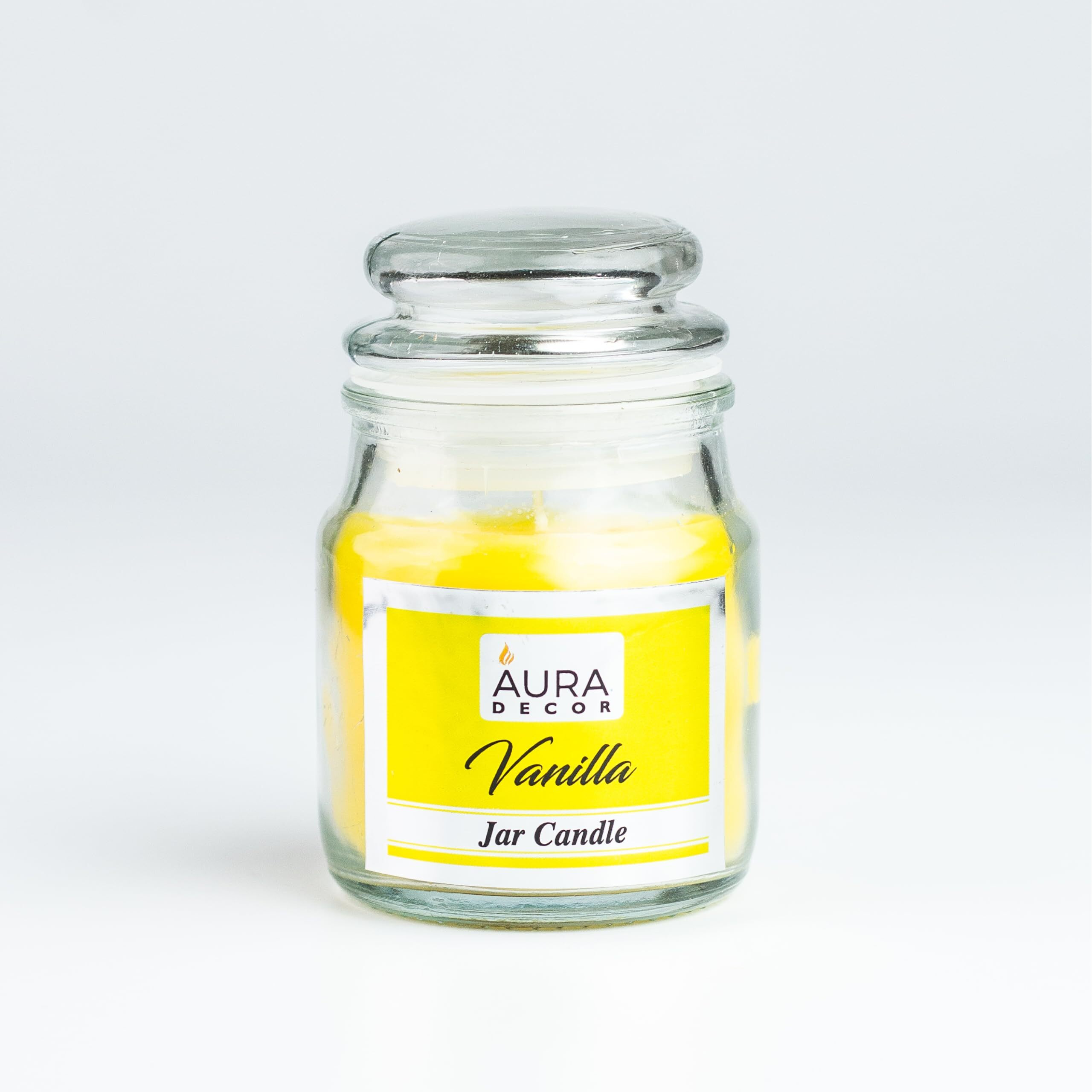 AuraDecor Highly Fragrance Home Decor Scented Jar Candle || Aromatherapy || Spa || Long Burning ||Cookie Jar Candle || Aroma Candles (Vanilla, Pack of 1)