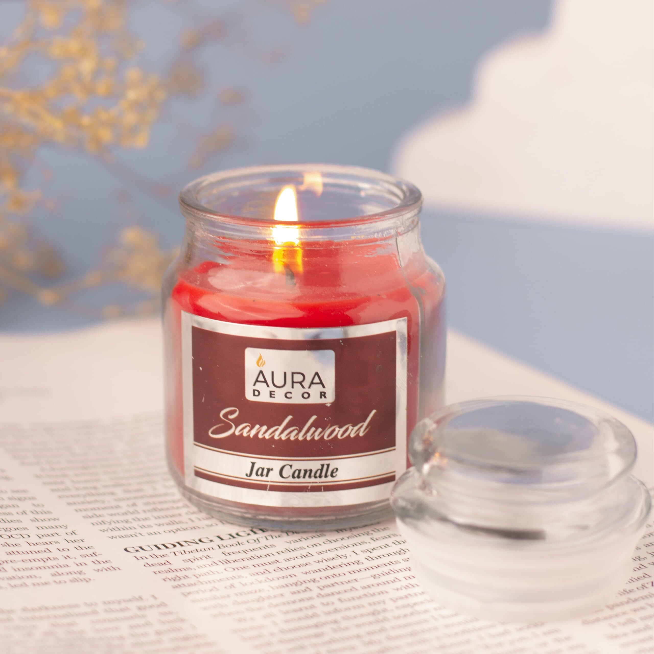 AuraDecor Highly Fragrance Home Decor Scented Jar Candle || Aromatherapy || Spa || Long Burning ||Cookie Jar Candle || Aroma Candles (Sandlewood, Pack of 2)