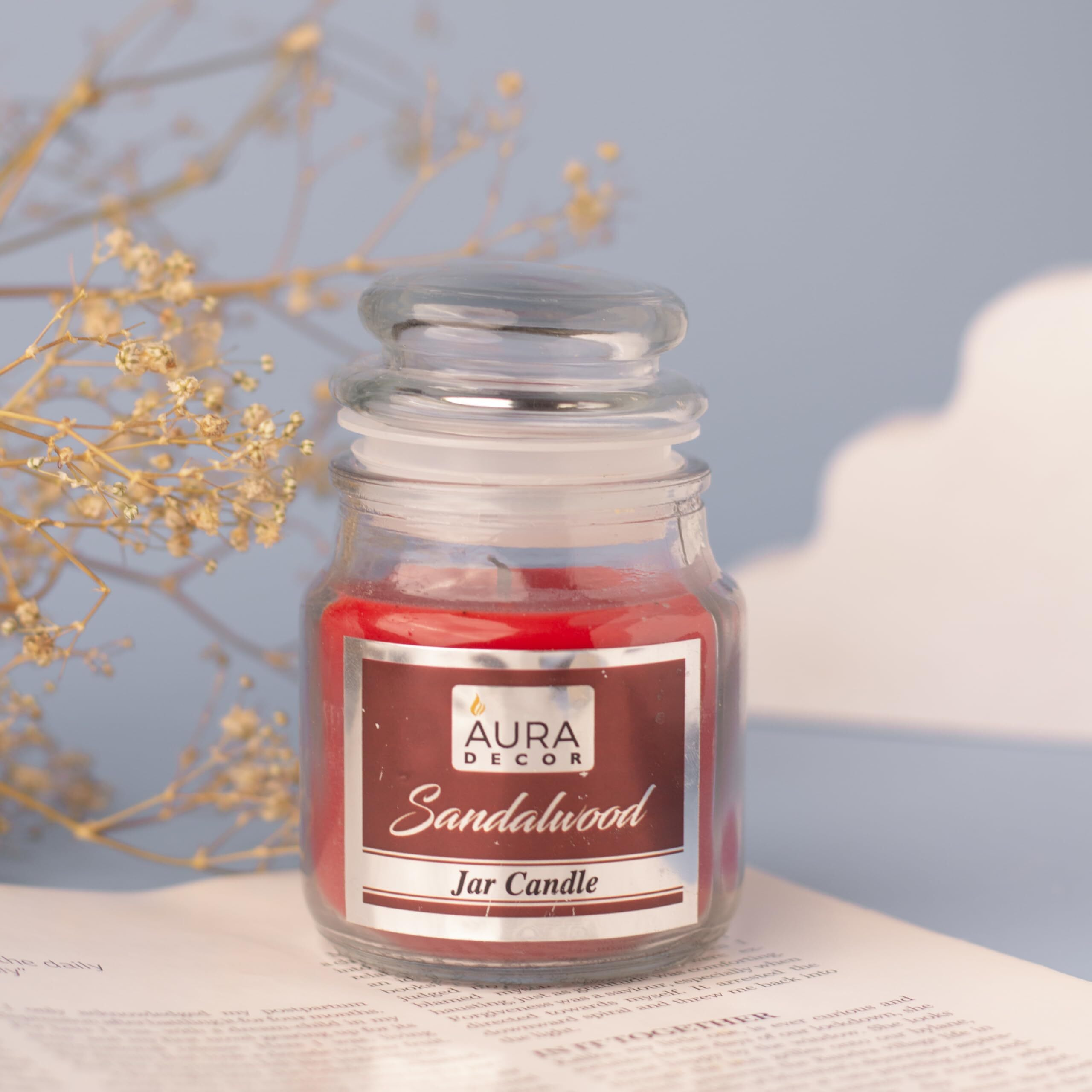 AuraDecor Highly Fragrance Home Decor Scented Jar Candle || Aromatherapy || Spa || Long Burning ||Cookie Jar Candle || Aroma Candles (Sandlewood, Pack of 2)