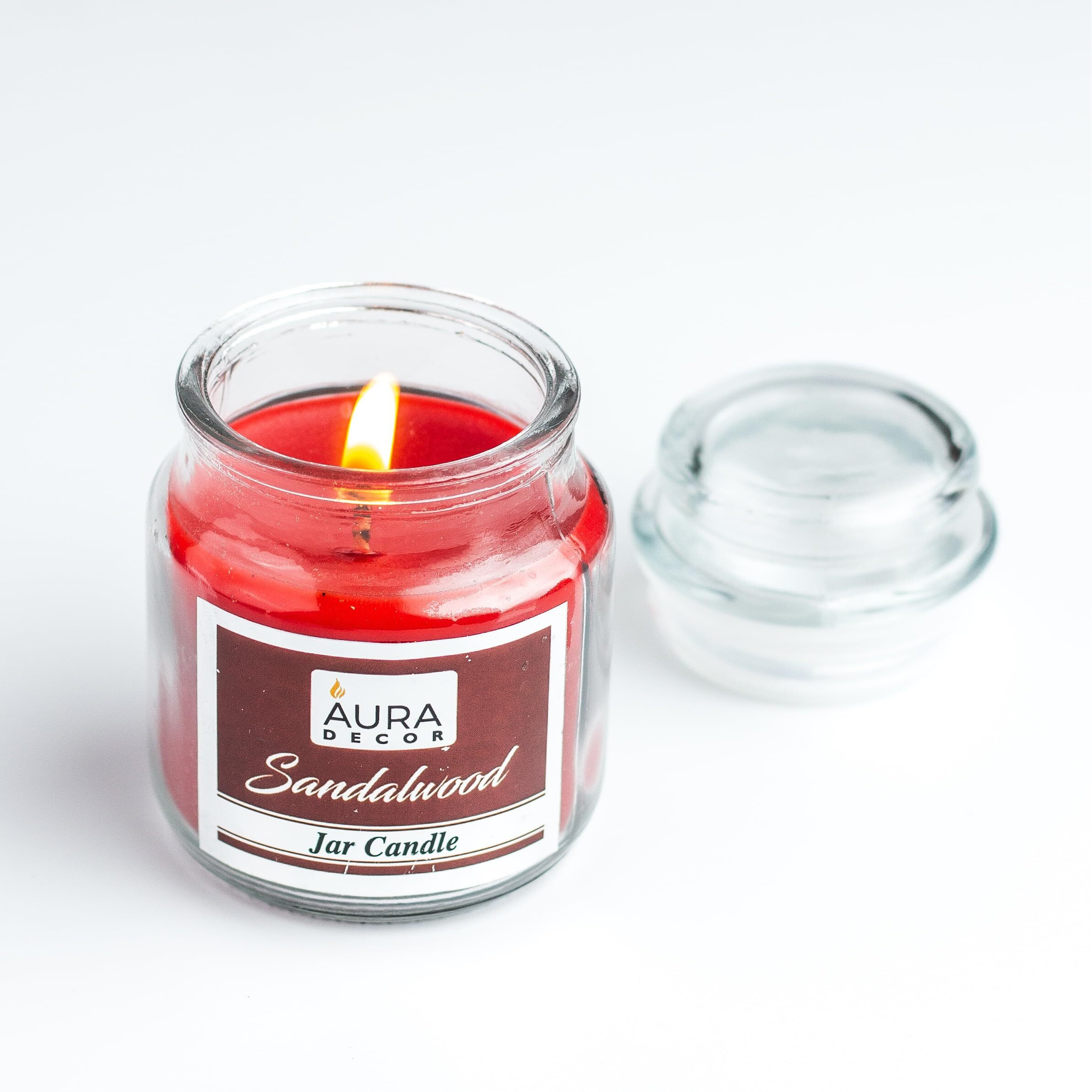 AuraDecor Highly Fragrance Home Decor Scented Jar Candle || Aromatherapy || Spa || Long Burning ||Cookie Jar Candle || Aroma Candles (Sandlewood, Pack of 2)