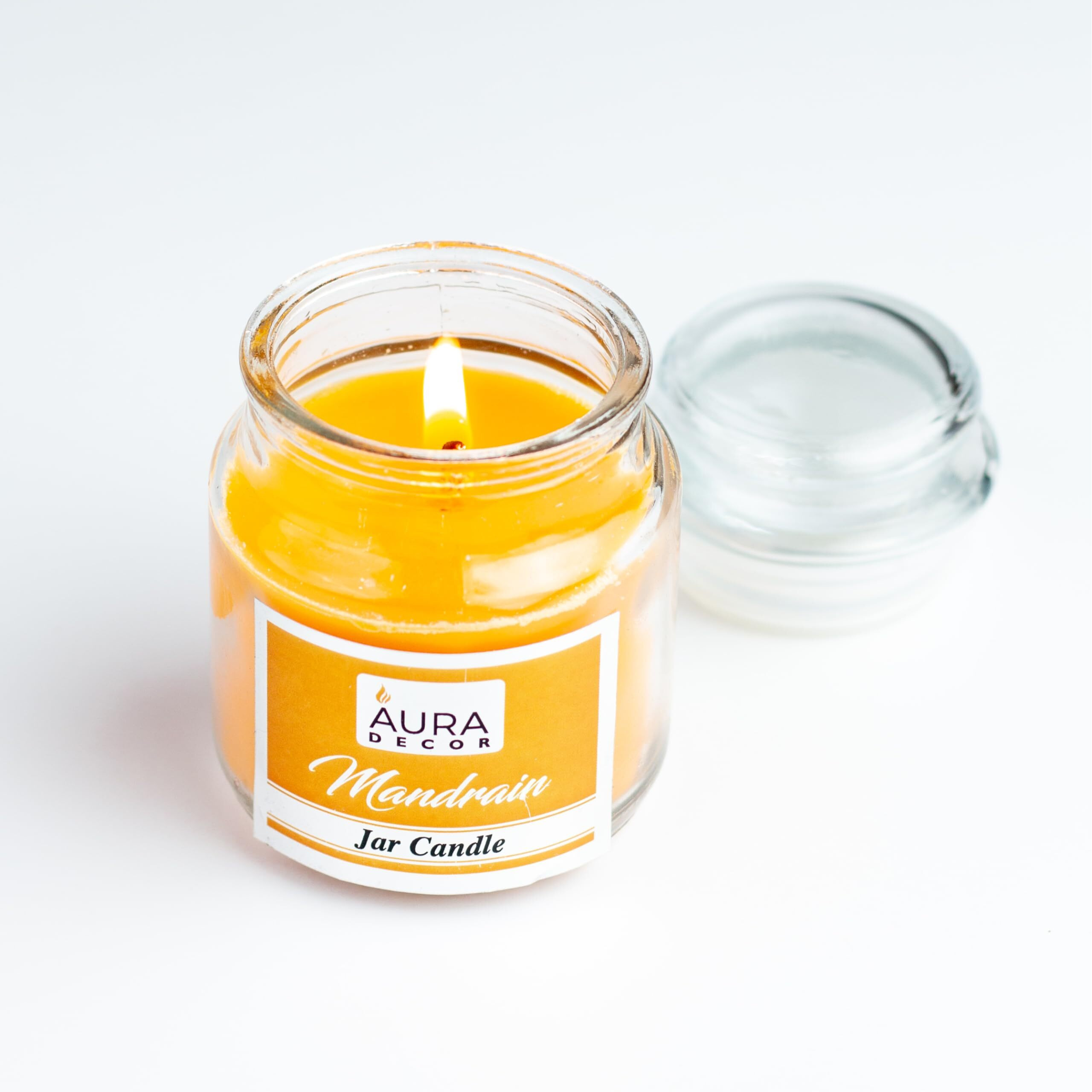 AuraDecor Highly Fragrance Home Decor Scented Jar Candle || Aromatherapy || Spa || Long Burning ||Cookie Jar Candle || Aroma Candles (Mandarin, Pack of 2)