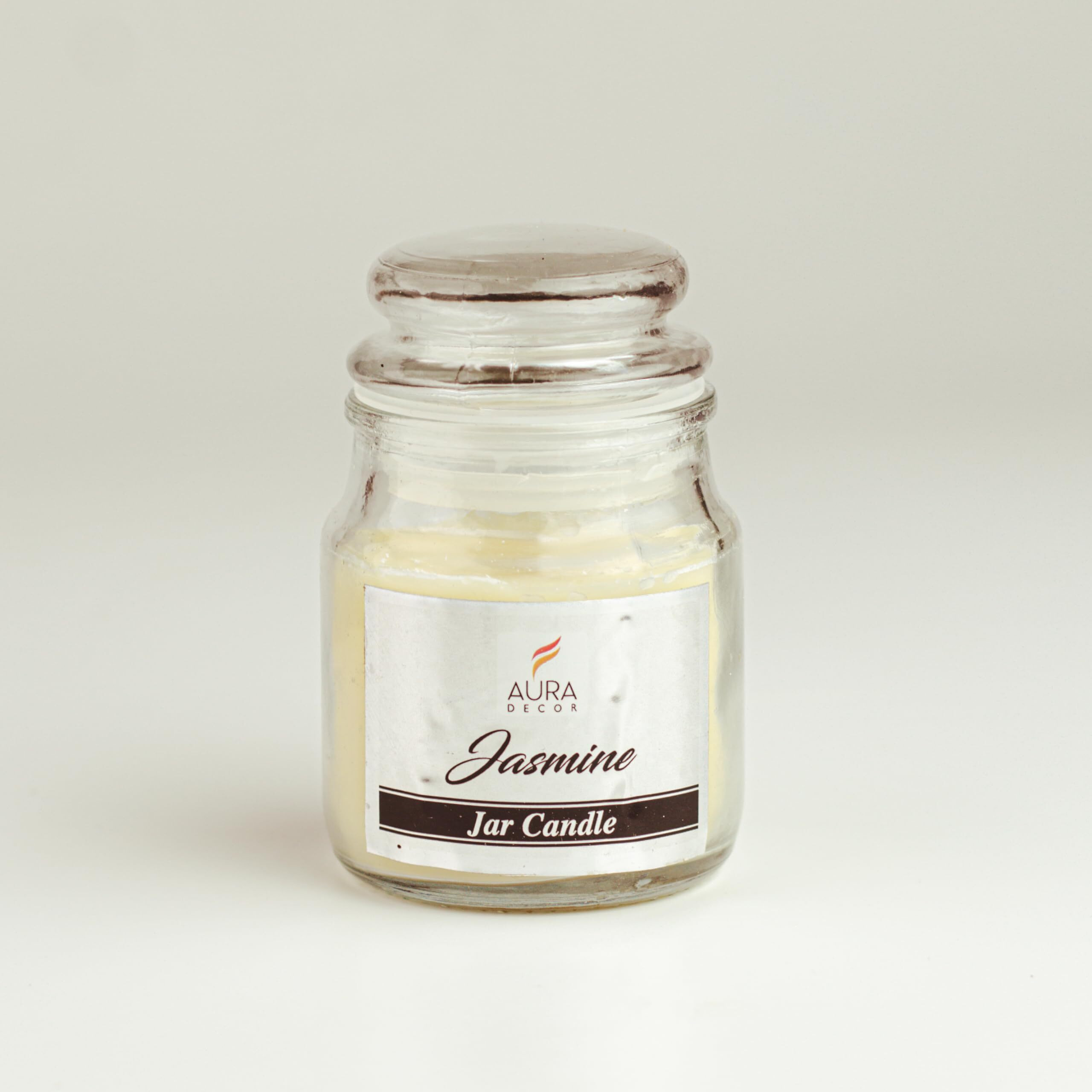AuraDecor Highly Fragrance Home Decor Scented Jar Candle || Aromatherapy || Spa || Long Burning ||Cookie Jar Candle || Aroma Candles (Jasmine, Pack of 1)