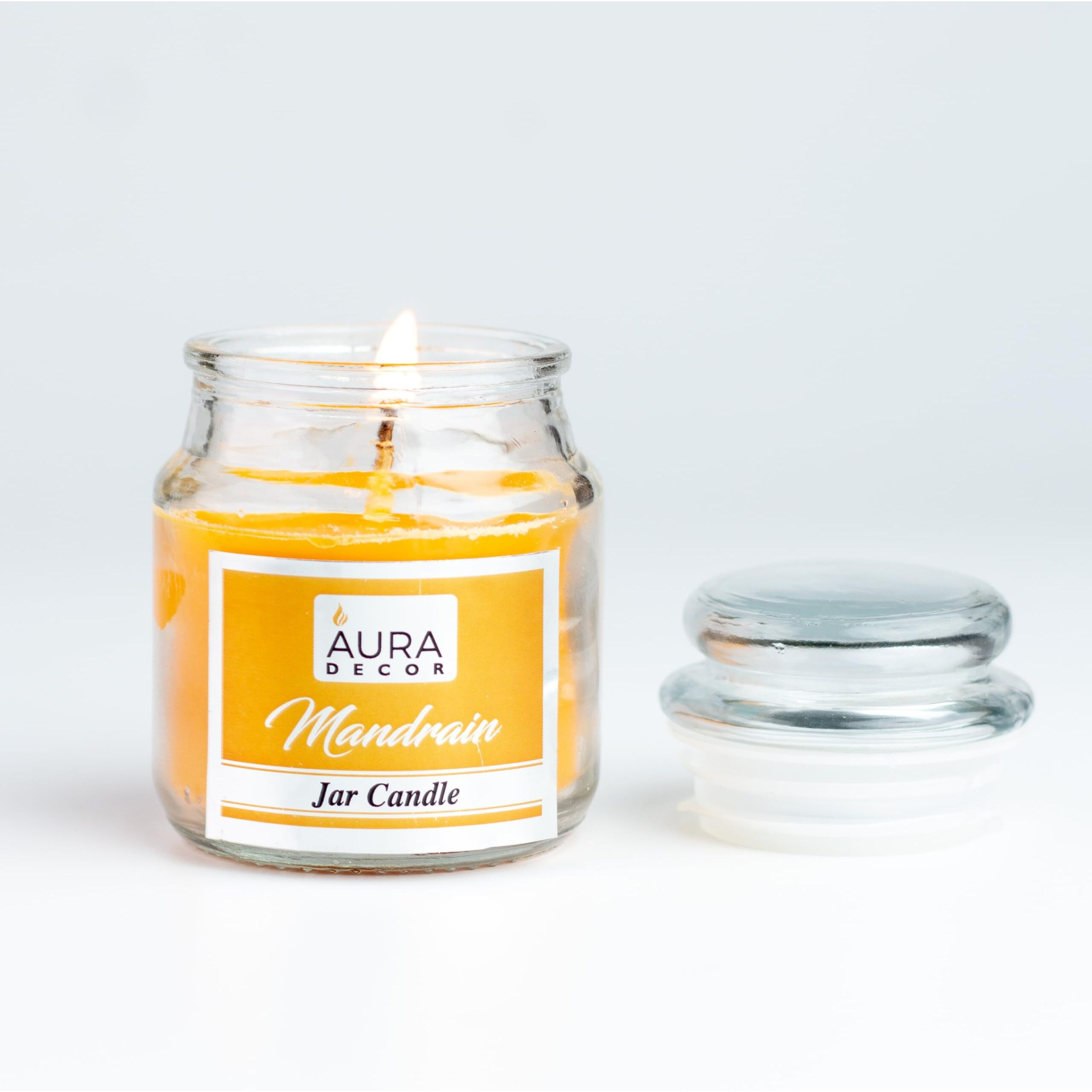 AuraDecor Highly Fragrance Home Decor Scented Jar Candle || Aromatherapy || Spa || Long Burning ||Cookie Jar Candle || Aroma Candles (Mandarin, Pack of 1)