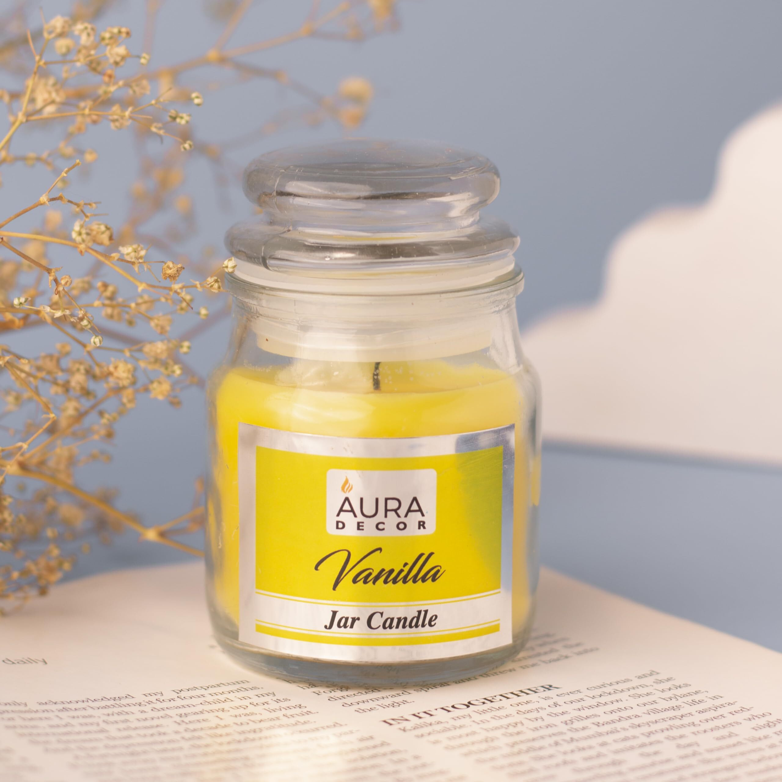 AuraDecor Highly Fragrance Home Decor Scented Jar Candle || Aromatherapy || Spa || Long Burning ||Cookie Jar Candle || Aroma Candles (Vanilla, Pack of 2)