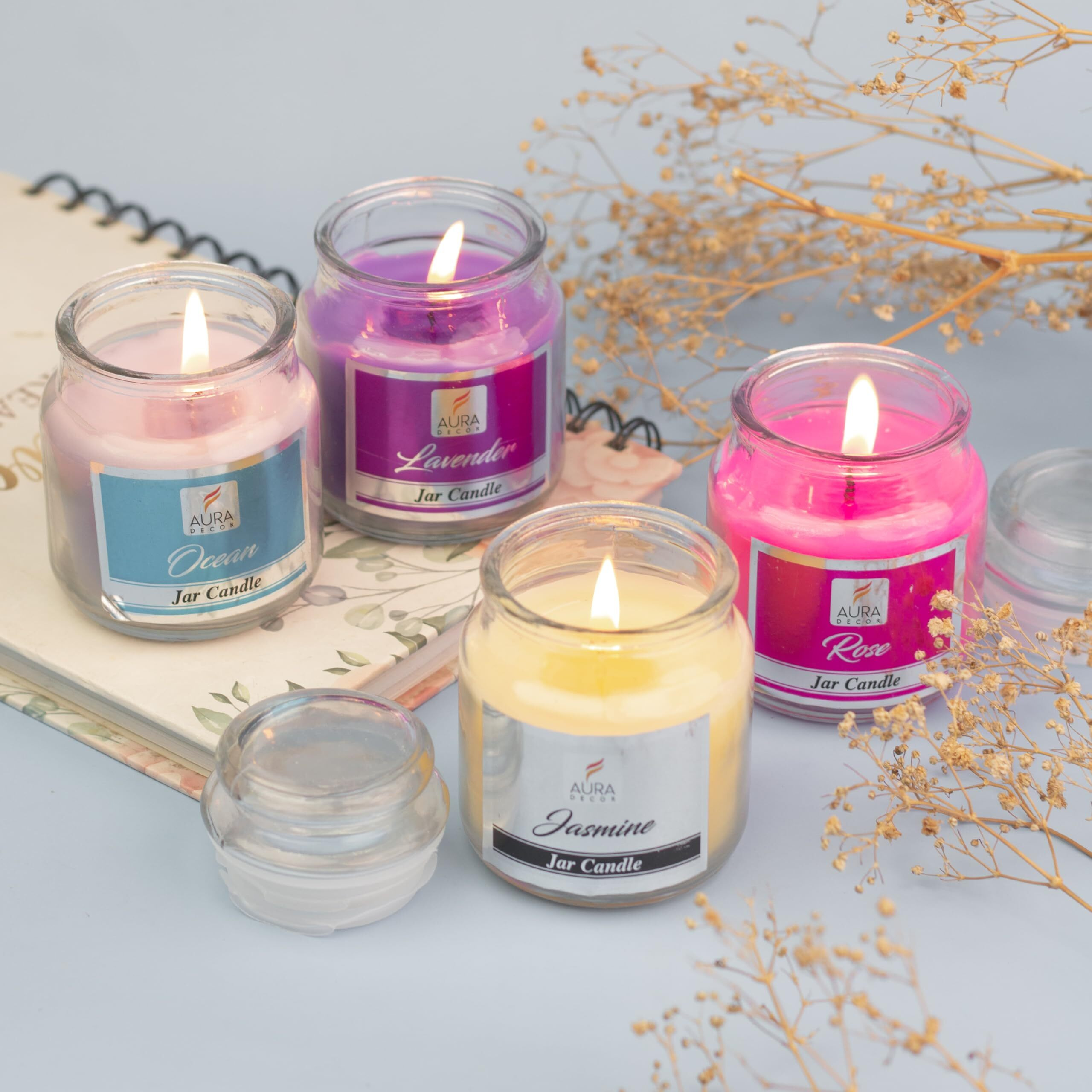 AuraDecor Highly Fragrance Home Decor Scented Jar Candle || Aromatherapy || Spa || Long Burning ||Cookie Jar Candle || Aroma Candles (Combo, Pack of 1)